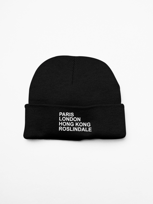 Paris London Hong Kong Roslindale Embordered Beanie