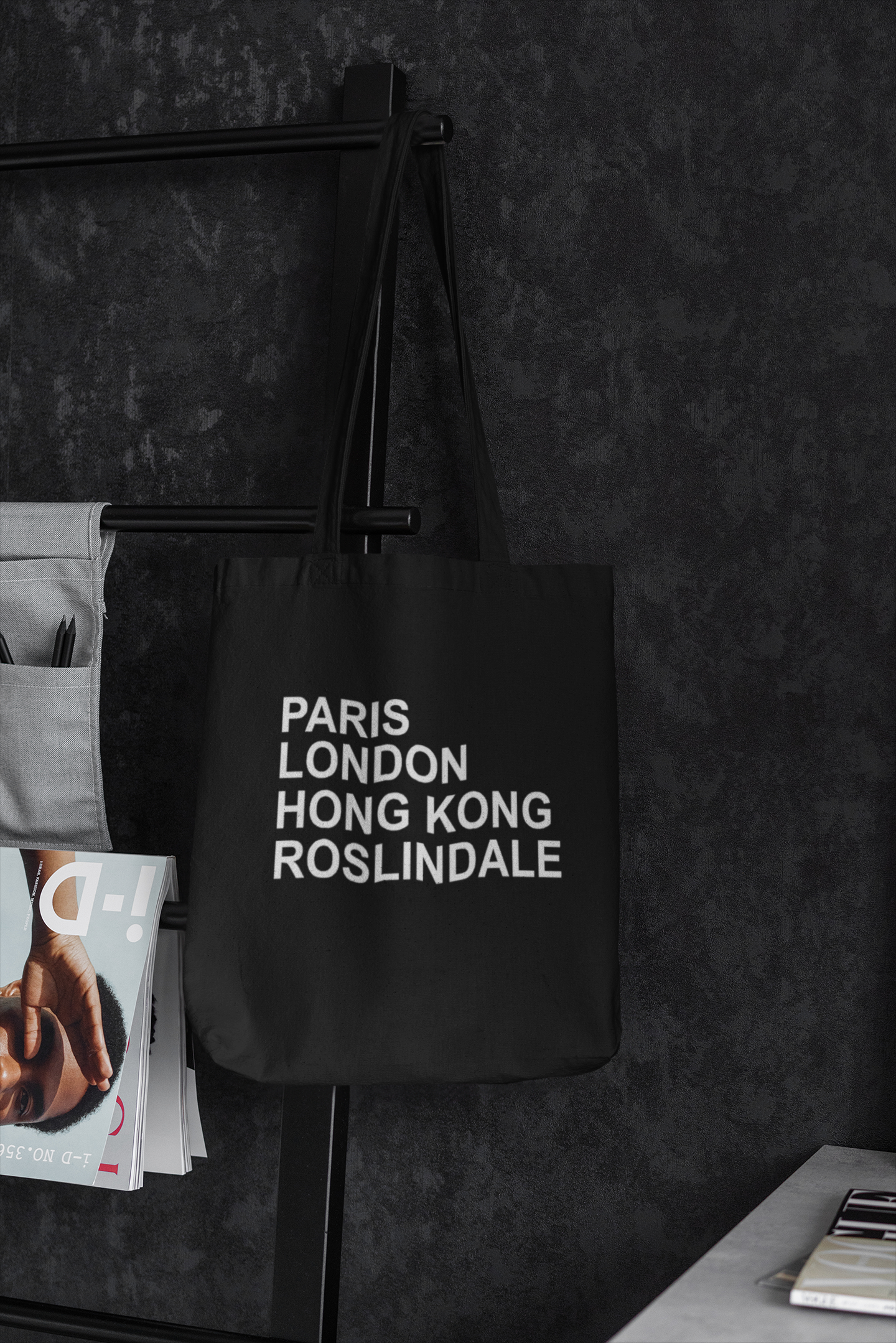 Paris London Hong Kong Roslindale tote bag
