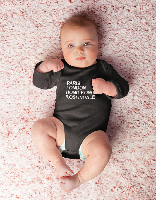 Paris London Hong Kong Roslindale Onesie